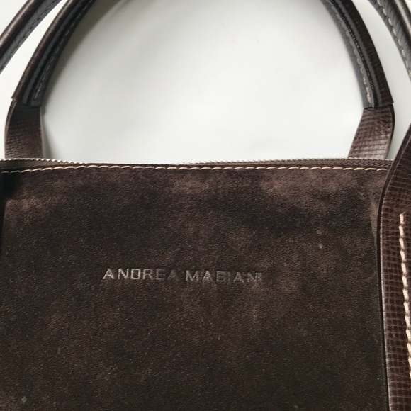 Andrea Mabiani Brown Leather Suede Satchel Tote - Picture 3 of 8